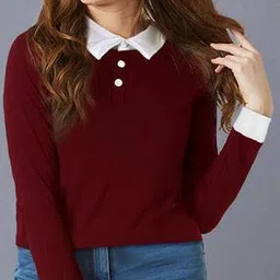Half Button-Down Top with Full Sleeves-image-8