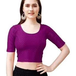 ss sanket synthetics Women Swiss-Dot Round-Neck Slip-On Blouse-picture-25