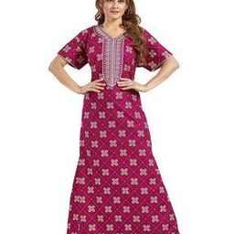 Women Geometric Print Nightie with Insert Pocket-image-92