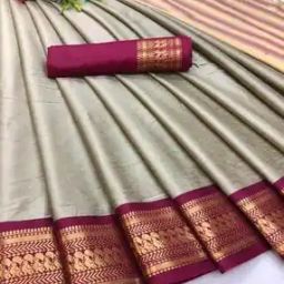 Women Saree with Contrast Woven Border  -image-5