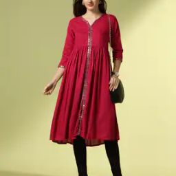 Rayon Slub Round neck straight kurta-image-10