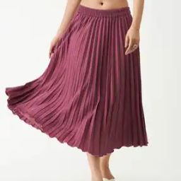 Pleated Flared Skirt with Elasticated Waist-image-43