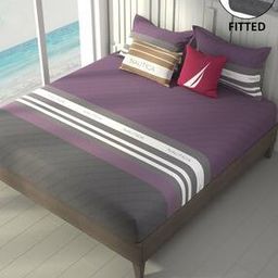 210 TC Striped King Size Bedsheets with Pillow Covers -image-42