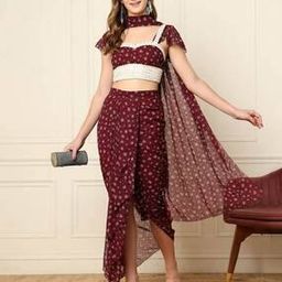 Women Floral Print Top & Dhoti Set-image-53