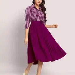 Women Chevron Print Crinkled Gown-picture-2