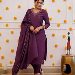 Women Embroidered Straight Kurta Set with Dupatta-image-78