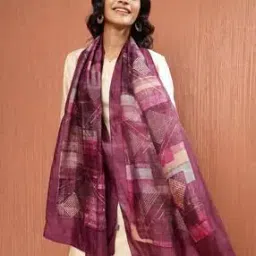 Fabindia Wine Silk Stole-picture-49