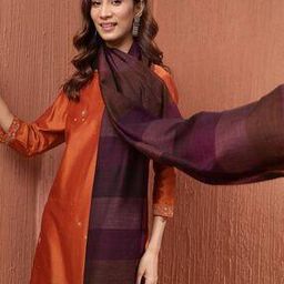 Women Fabindia Wine Wool Stole-image-54