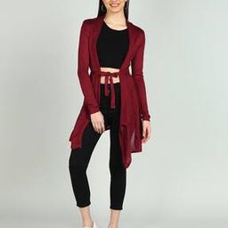Women Relaxed Fit Open-Front Shrug-image-6