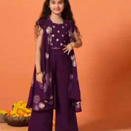 Girls Floral Print Kurta Suit Set-image-12