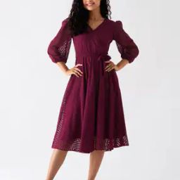 Women Chevron Pattern Fit & Flare Dress-picture-3