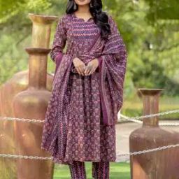 Women Floral Print A-Line Kurta Set with Dupatta-picture-34