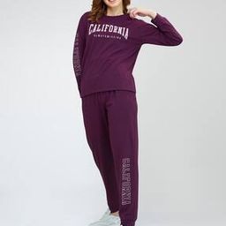 Women Typographic Print T-Shirt with Pyjamas-image-88