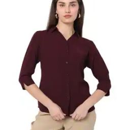 Women Regular Fit Spread-Collar Shirt-image-2