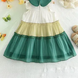 StyleCast x Revolte Girls Green Colourblocked Peter Pan Collar Layered A-Line Dress-image-25