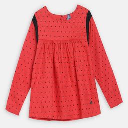 Blue Giraffe Girls Red Printed A-Line Top-image-42