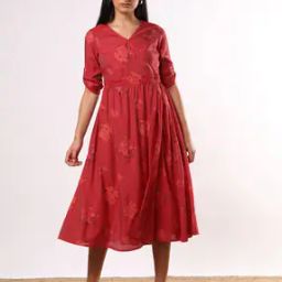 Women Floral Print Wrap Dress with Slip-image-74