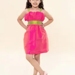 Girls Fit & Flare Dress with Strappy Sleeves-image-81