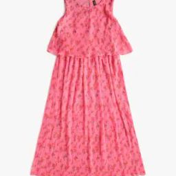 Printed Pleated A-Line Dress-29