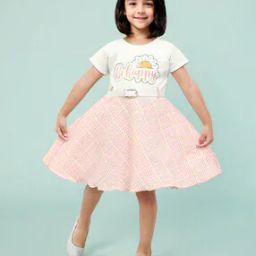 Girls Typographic Print Fit & Flare Dress-image-30