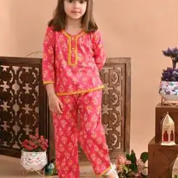 Girls Floral Print Pants & Top Set-picture-15