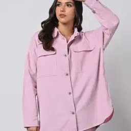 Corduroy Shirt with Flap Pockets-image-81