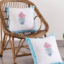 Set of 2 Floral Print Cushion Covers 16" x 16"-32