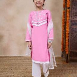 pspeaches Girls Embroidered Straight Kurta with Pants & Dupatta-picture-38
