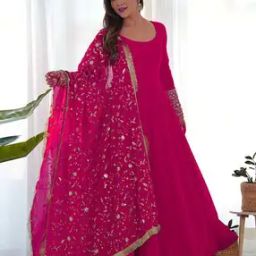 Women Fit & Flare Dress with Dupatta-image-45