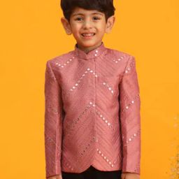 Boys Embroidered Jacket with Mandarin Collar-image-59