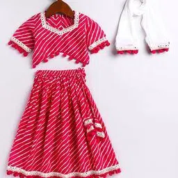 vastramay Girls Striped Lehenga & Choli with Dupatta-picture-46