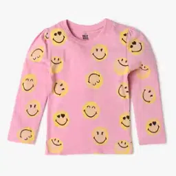 Girls Printed Round-Neck Regular Fit T-Shirt-image-43