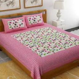 Floral Print Double Bedsheet with 2 Pillow Covers-20