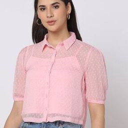 Swiss-Dot Shirt with Slip-image-66