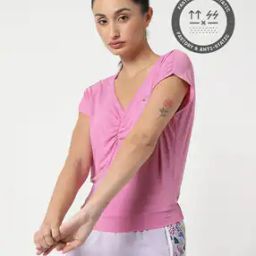 Women Twist Drape V-Neck Layering Top-image-53