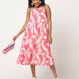 svrnaa by azorte Women Tropical Print Square-Neck Tiered Dress-picture-2
