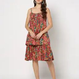 Floral Printed Double Layered Dress-image-39