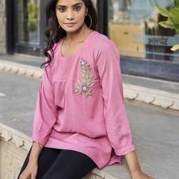 Women Embroidered Tailored Fit Round-Neck Tunic-picture-34
