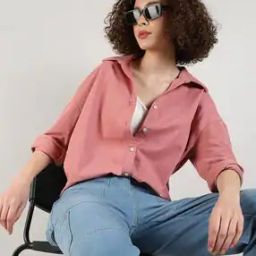 Women Relaxed Fit Shirt with Spread Collar-image-69