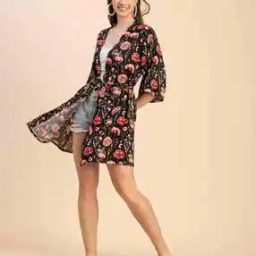 Women Floral Print Relaxed Fit Front-Open Shrug-30