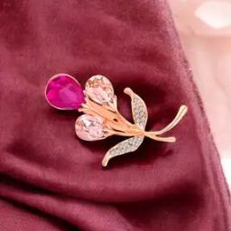 Stone-Studded Floral Shaped Brooch-image-48