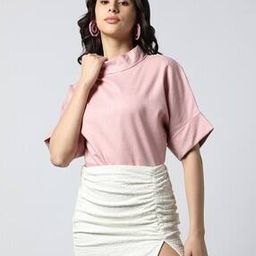 outryt by azorte Linen Roll-Up Neck Top-picture-48
