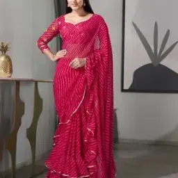 Women Striped Georgette Saree with Ruffles-image-10
