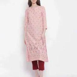 Floral Print Round-Neck Straight Kurta-48