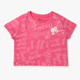 Girls Barbie Print Loose Fit Round-Neck T-Shirt-image-26
