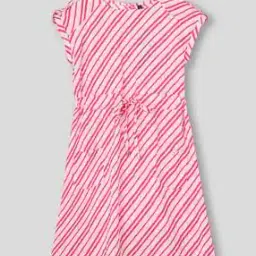Girls EPP Diag Striped Relaxed Fit A-Line Dress with Insert Pockets-image-13