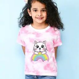 nusyl Girls Graphic Print Regular Fit Round-Neck T-Shirt-picture-17