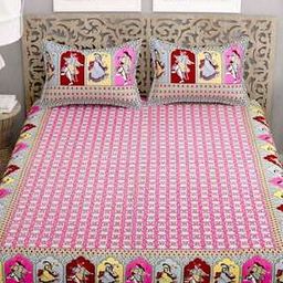 150 TC Printed King-Size Bedsheet with Pillow Covers-image-79