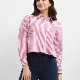 Women Striped Regular Fit Shirt with Spread Collar-image-36