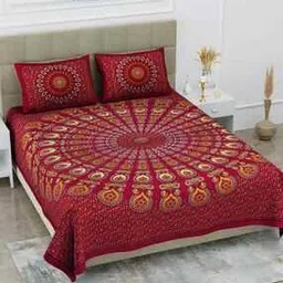 Printed Double Bedsheet with 2 Pillow Covers-image-89